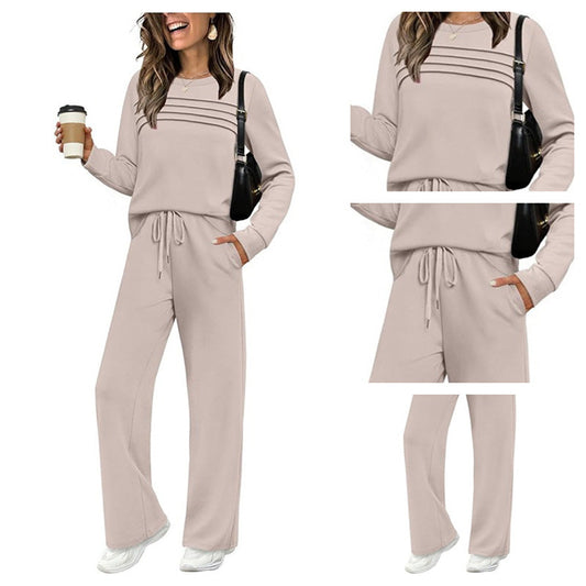 ✨ Conjunto de Top de Cuello Redondo y Pantalones con Cordón para Mujer 👚👖 Comodidad y estilo para tu día a día 💖