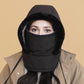 Gorro térmico grueso con forro de peluche y máscara facial para hombres y mujeres