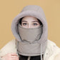 Gorro térmico grueso con forro de peluche y máscara facial para hombres y mujeres