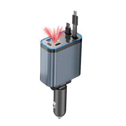 ⚡✨ Cargador de coche ultrarrápido: dos puertos USB-C retráctiles con luz ambiental Starlight y protección de seguridad inteligente 🚗💫