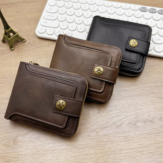 📢🔥 ¡50% DE DESCUENTO! 🎅 Cartera Vintage para Hombre con Cierre — Cuero Genuino & Protección RFID 💼✨ | ¡Estilo, Seguridad y Ahorro! 💰🛍️