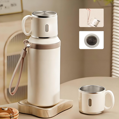 ☕🌟 Botella de Acero Inoxidable con Aislamiento al Vacío y Taza con Tapa – Mantén tus Bebidas a la Temperatura Ideal por Más Tiempo 🧊🔥