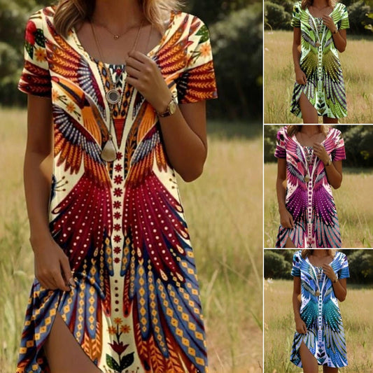 🌸 Vestido Floral de Mujer con Manga Corta – Fresco, Elegante y Perfecto para el Verano ☀️👗