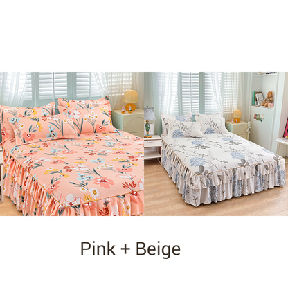 🛏️✨ Juego de Falda de Cama de 3 Piezas con Volantes – Elegancia y Comodidad para tu Dormitorio 🌸💖🛌
