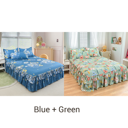 🛏️✨ Juego de Falda de Cama de 3 Piezas con Volantes – Elegancia y Comodidad para tu Dormitorio 🌸💖🛌