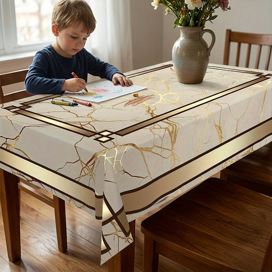 ⏰🔥 ¡OFERTA 50% OFF! 🍽️✨ Mantel Impermeable de Mármol Beige y Dorado – Elegancia Moderna, Protección Antiderrames y Decoración Premium para tu Hogar 🏡💎
