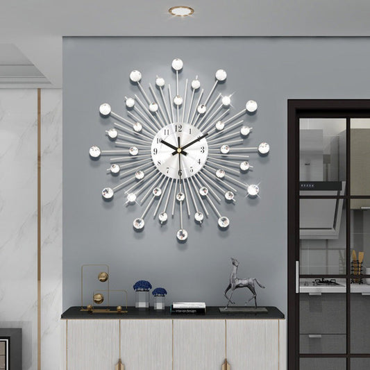 ✨🕰️ Reloj de Pared Creativo con Cristales de Roca 💎 – Lujo Silencioso y Estilo Minimalista para tu Salón, Comedor y Entrada 🏡🌟