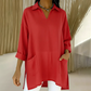👚✨ Camiseta de Solapa para Mujer con Escote en V y Bolsillos – Estilo Casual, Cómodo y Elegante para el Día a Día 🌸💖