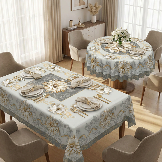🌸✨ Mantel Elegante Impermeable con Estampado Floral en Relieve – Estilo Sofisticado y Protección para tu Mesa 💧🌿
