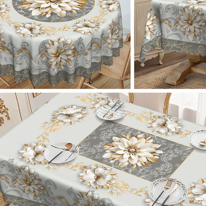 🌸✨ Mantel Elegante Impermeable con Estampado Floral en Relieve – Estilo Sofisticado y Protección para tu Mesa 💧🌿