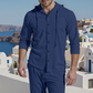 👕👖✨ Conjunto de 2 Piezas para Hombre: Camisa con Capucha y Pantalones de Lino – Comodidad, Estilo Casual y Frescura Todo el Día 🌿🌟
