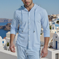 👕👖✨ Conjunto de 2 Piezas para Hombre: Camisa con Capucha y Pantalones de Lino – Comodidad, Estilo Casual y Frescura Todo el Día 🌿🌟