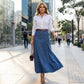 🎁Novedades 2026 50 % DE DESCUENTO👗Falda larga vaquera para mujer – Cintura alta & corte en línea A