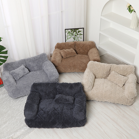 🛋️ Sofá Cama Calmante de Peluche para Mascotas – Con Funda Extraíble para Mayor Comodidad y Fácil Limpieza 🐾✨