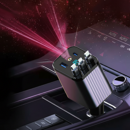 ⏰🔥 ¡OFERTA 50% OFF! 🚗⚡ Cargador de Coche 7 en 1 con Cables Retráctiles – Carga Todos tus Dispositivos Sin Cables Enredados ni Falta de Puertos 🔋✨