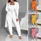 ✨ Conjunto de 3 Piezas de Punto Canelado para Mujer – Top Corto, Cardigan Largo y Pantalones Elásticos🧥🌟