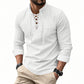 👕 Camisa Casual de Color Sólido para Hombre – Cuello Mao con Cordón Ajustable para un Estilo Único ✨👔