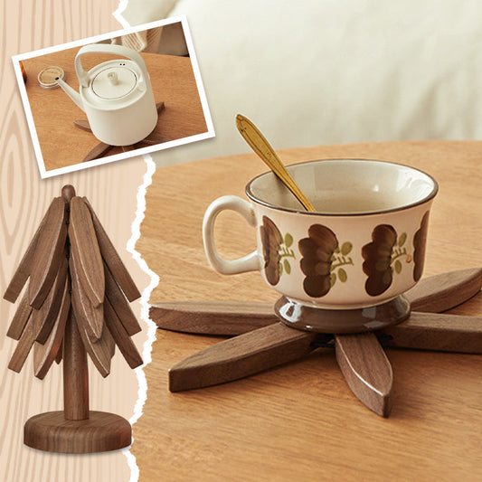 💖Venta limitada 50% de descuento💖Posavasos aislantes Posavasos de madera maciza con forma de árbol de Navidad