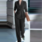 👗 Conjunto de Chaqueta Elegante de Cintura Alta y Pantalones Anchos para Mujer – Estilo Sofisticado y Confortable para Todo Momento ✨🌟