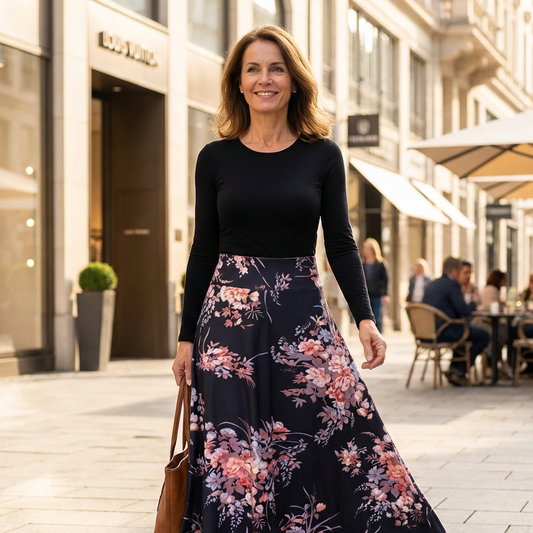 ⏰🔥 ¡50% DE DESCUENTO POR TIEMPO LIMITADO! 🌸 Vestido Largo de Mujer – Manga Larga, Estampado Floral y Detalles de Empalmes para un Look Elegante ✨💃