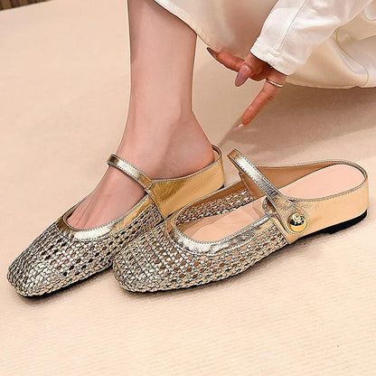 👡 Mules Mary Jane Tejidos de Punta Cuadrada para Mujer – Estilo Elegante y Comodidad Todo el Día ✨💖