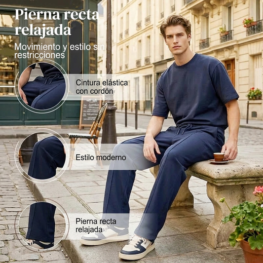 👖 ¡OFERTA POR TIEMPO LIMITADO 50% DE DESCUENTO! 🌀 Pantalones de Cintura Elástica para Hombres con Pierna Recta – Tejido Transpirable, Bolsillos Laterales, 9 Colores y Ajuste Personalizado ✨