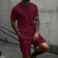 👕🩳 Conjunto de 2 piezas de camiseta de manga corta y pantalones cortos con cordón para hombre: informal, cómodo y perfecto para el verano ⚡✨