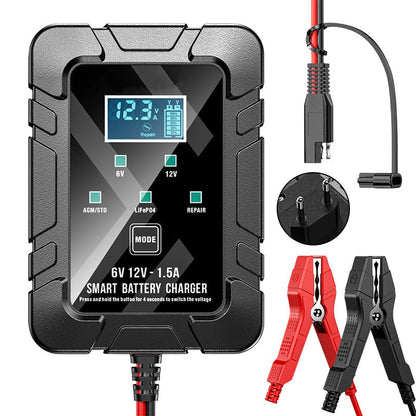 ⏰🔥 ¡50% DE DESCUENTO POR TIEMPO LIMITADO! ⚡ Cargador de Batería Automático 1.5A – Compatible 6V/12V y Seguro para tu Auto 🚗🔋