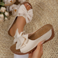 👡 Sandalias de Cuña para Mujer – Puntera Abierta con Lazo, Comodidad y Estilo Elegante ✨💖
