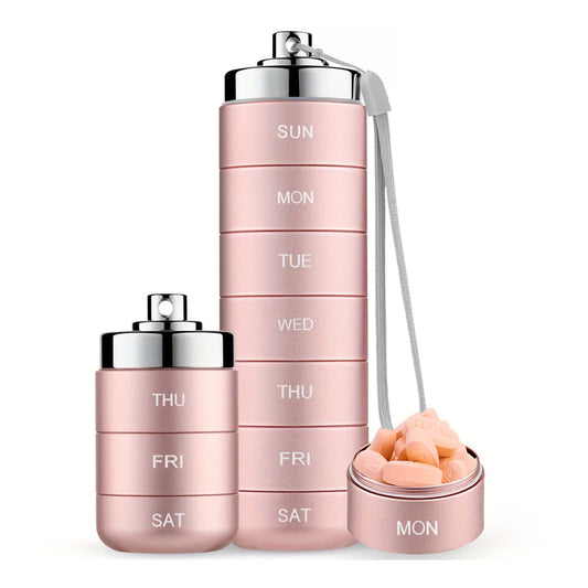 💊 Organizador de Pastillas Portátil de Aluminio – Resistente al Agua, 7 Días de Medicación ✨🛡️