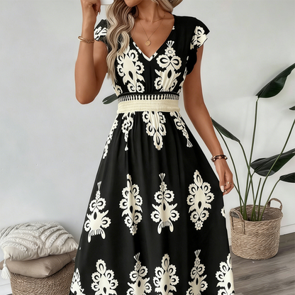 ⏰ ¡Oferta Limitada 50% OFF! 👗 Vestido Maxi Fluido con Estampado Barroco y Escote en V para Mujer – Elegancia y Comodidad Todo el Día 🏖️✨