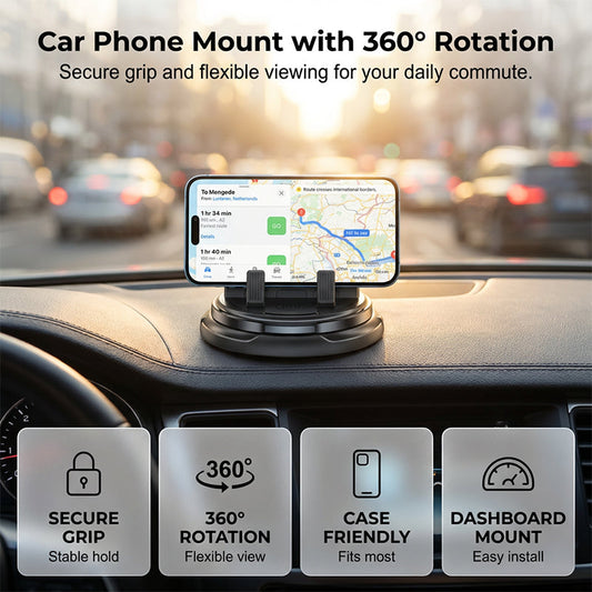 📱🚗 ¡50% OFF! Soporte Giratorio 360° para Auto – Conducción Segura y Estable