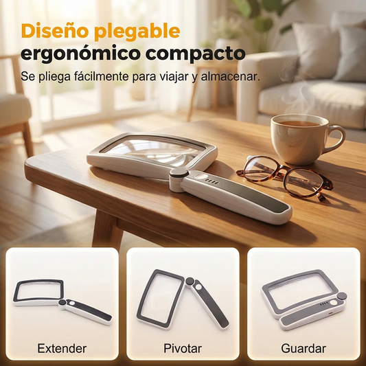 ⏰🔥 ¡50% DE DESCUENTO POR TIEMPO LIMITADO! 🔍✨ Lupa de Lectura LED – 4x de Aumento, Plegable y Perfecta para Personas con Vista Débil 👵💖