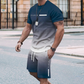 ⏰🔥 ¡50% DE DESCUENTO POR TIEMPO LIMITADO! 😎 Conjunto de Verano para Hombre – Camiseta y Shorts con Diseño Degradado ✨☀️