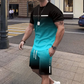 ⏰🔥 ¡50% DE DESCUENTO POR TIEMPO LIMITADO! 😎 Conjunto de Verano para Hombre – Camiseta y Shorts con Diseño Degradado ✨☀️