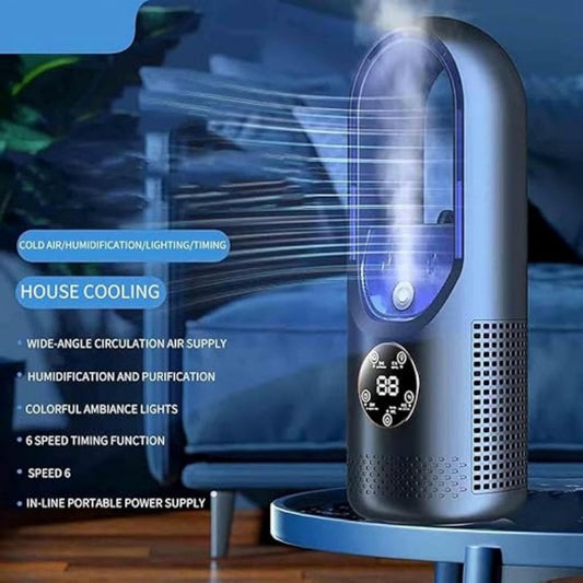 ⏰🔥 ¡50% DE DESCUENTO POR TIEMPO LIMITADO! 💨 Ventilador Eléctrico Sin Aspas – 6 Velocidades con Luz para un Hogar Fresco y Moderno ✨🏠