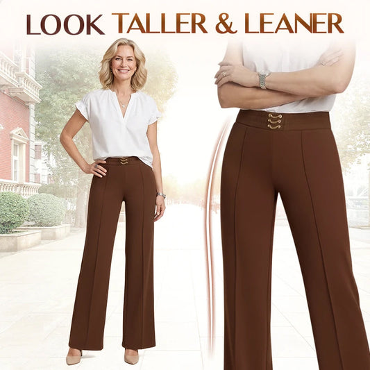 👖 ¡50% DE DESCUENTO! ✨ Pantalones de mujer de talle alto y pierna ancha – Ajuste fluido, tejido ligero