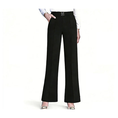 👖 ¡50% DE DESCUENTO! ✨ Pantalones de mujer de talle alto y pierna ancha – Ajuste fluido, tejido ligero