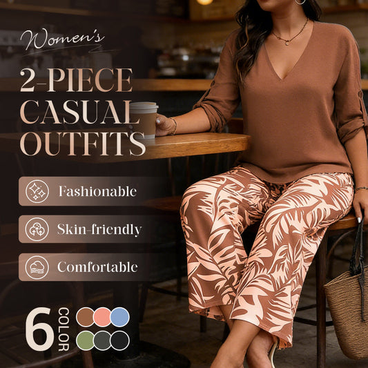 ⏰🔥 ¡50% DE DESCUENTO POR TIEMPO LIMITADO! 👚👖 Conjunto de Blusa V y Pantalón Ancho – Cómodo, Elegante y Perfecto para Mujer ✨💖