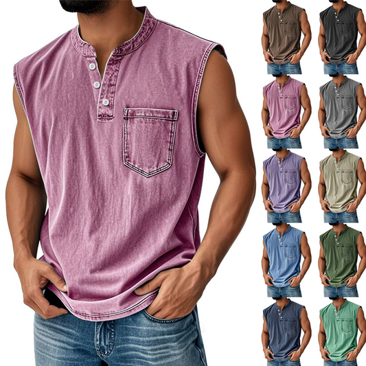 ⏰🔥 ¡50% DE DESCUENTO POR TIEMPO LIMITADO! 👕 Camiseta Retro sin Mangas – Tres Botones, Estilo Vintage y Comodidad Todo el Día ✨💖