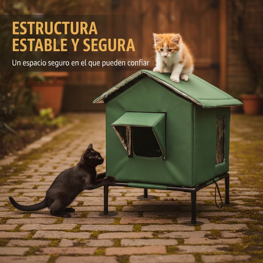 ⏰🔥 ¡50% DE DESCUENTO POR TIEMPO LIMITADO! 🐱🏡 Casita Elevada para Gatos – Impermeable, Aislada y Plegable para Exterior 🌧️✨