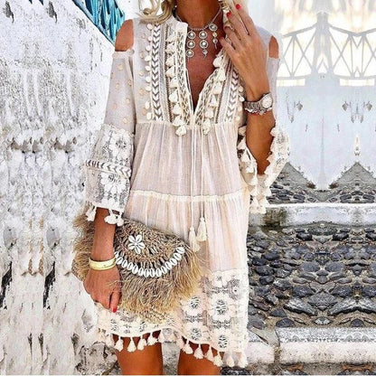 2026 Nuevo – 50% DE DESCUENTO – Vestido holgado de algodón y lino bordado para mujer 🌸👗