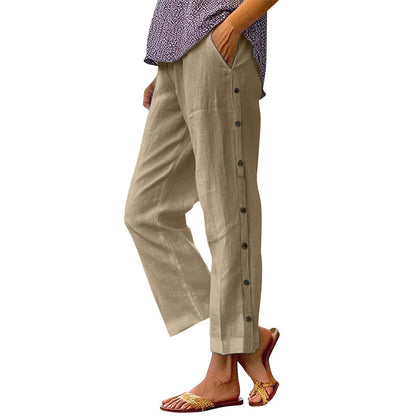 ⏰🔥 ¡50% DE DESCUENTO POR TIEMPO LIMITADO! 👖 Pantalones cortos holgados de color liso con botones laterales: cómodos, transpirables y con un estilo chic sin esfuerzo ✨💃