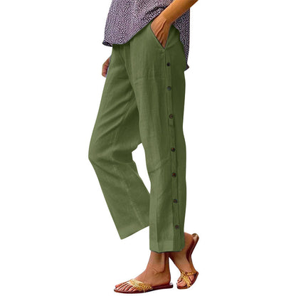 ⏰🔥 ¡50% DE DESCUENTO POR TIEMPO LIMITADO! 👖 Pantalones cortos holgados de color liso con botones laterales: cómodos, transpirables y con un estilo chic sin esfuerzo ✨💃