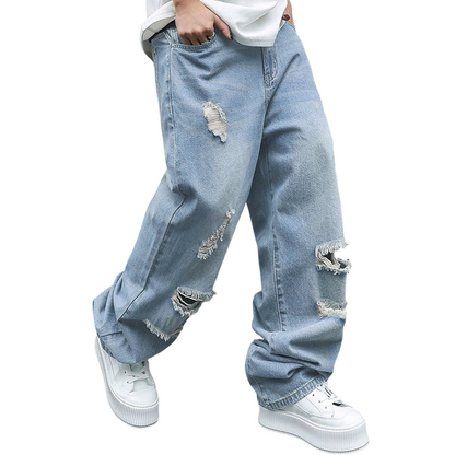 ⏰🔥 ¡50% DE DESCUENTO POR TIEMPO LIMITADO! 👖 Jeans oversize de pierna recta rasgados para hombre: modernos, cómodos y listos para el estilo urbano ✨🕶️