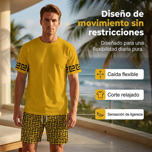 ⏰🔥 ¡50% DE DESCUENTO POR TIEMPO LIMITADO! 🏃‍♂️ Conjunto Masculino de Chándal – Amarillo, Gráfico y Secado Rápido ☀️✨