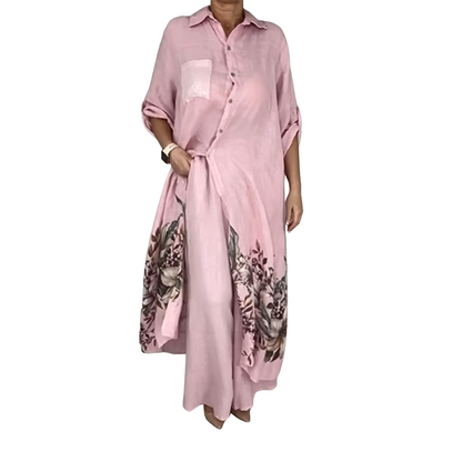 ⏰🔥 ¡50% DE DESCUENTO POR TIEMPO LIMITADO! 👕 Conjunto de Camisa Abotonada con Estampado Floral – Estilo y Elegancia en Cada Ocasión 🌸✨