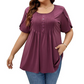 👚 ¡50% DE DESCUENTO AHORA! ✨ Camiseta de manga abullonada con frente plisado para mujer – Suave, transpirable y elegante – perfecta para el trabajo, el brunch o los días de primavera 🌸