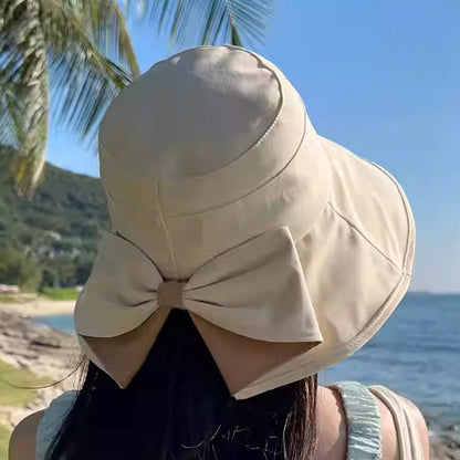 ⏰🔥 ¡50% DE DESCUENTO POR TIEMPO LIMITADO! 👒 Sombrero de Sol de Mujer – Amplio Borde y Lindo Lazo Bowknot ✨🌞