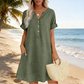 🏖️¡OFERTA IMPERDIBLE CON UN 50% DE DESCUENTO! 👗 Vestido de mujer con cuello en V y bolsillos: fresco, elegante y perfecto para el verano ☀️✨